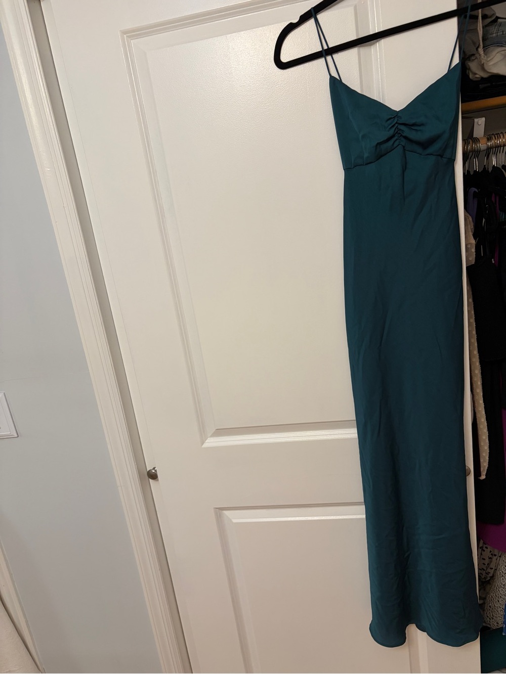 Favorite Daughter Teal Slip Maxi Dress with Spaghetti Straps